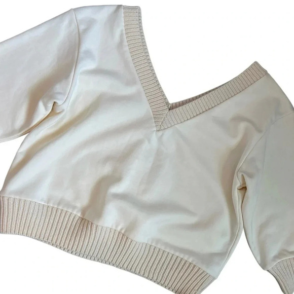 NEW 3.1 Phillip Lim Terry Crop Sweater sweatshirt knit Ivory luxury S - Picture 5 of 9